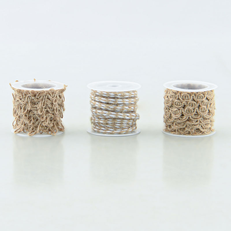 Lot de 3 rouleaux de ruban de jute