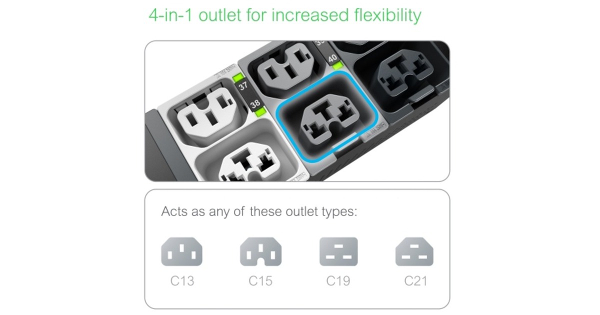 APCAPDU10250SW - Switched, 0U, 16A, 400V  (Zwart, (21x) C13/15 + (21x) C13/15/19/21, IEC60309 16A 3Fase stekker)