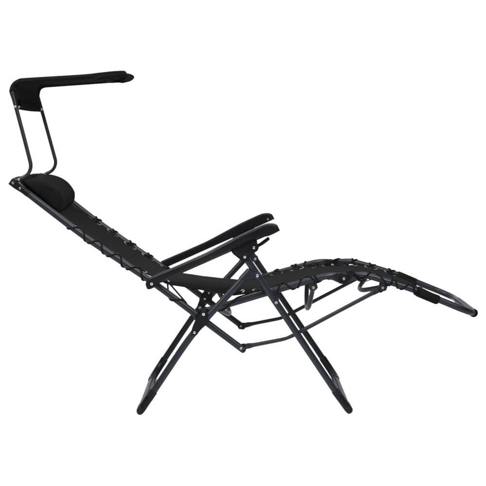 Lot de deux chaises pliables de terrasse textilène noir