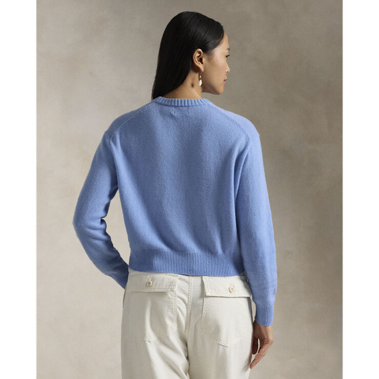 Polo Ralph Lauren Wool-Blend Cropped Crewneck Sweater New litchfield blue