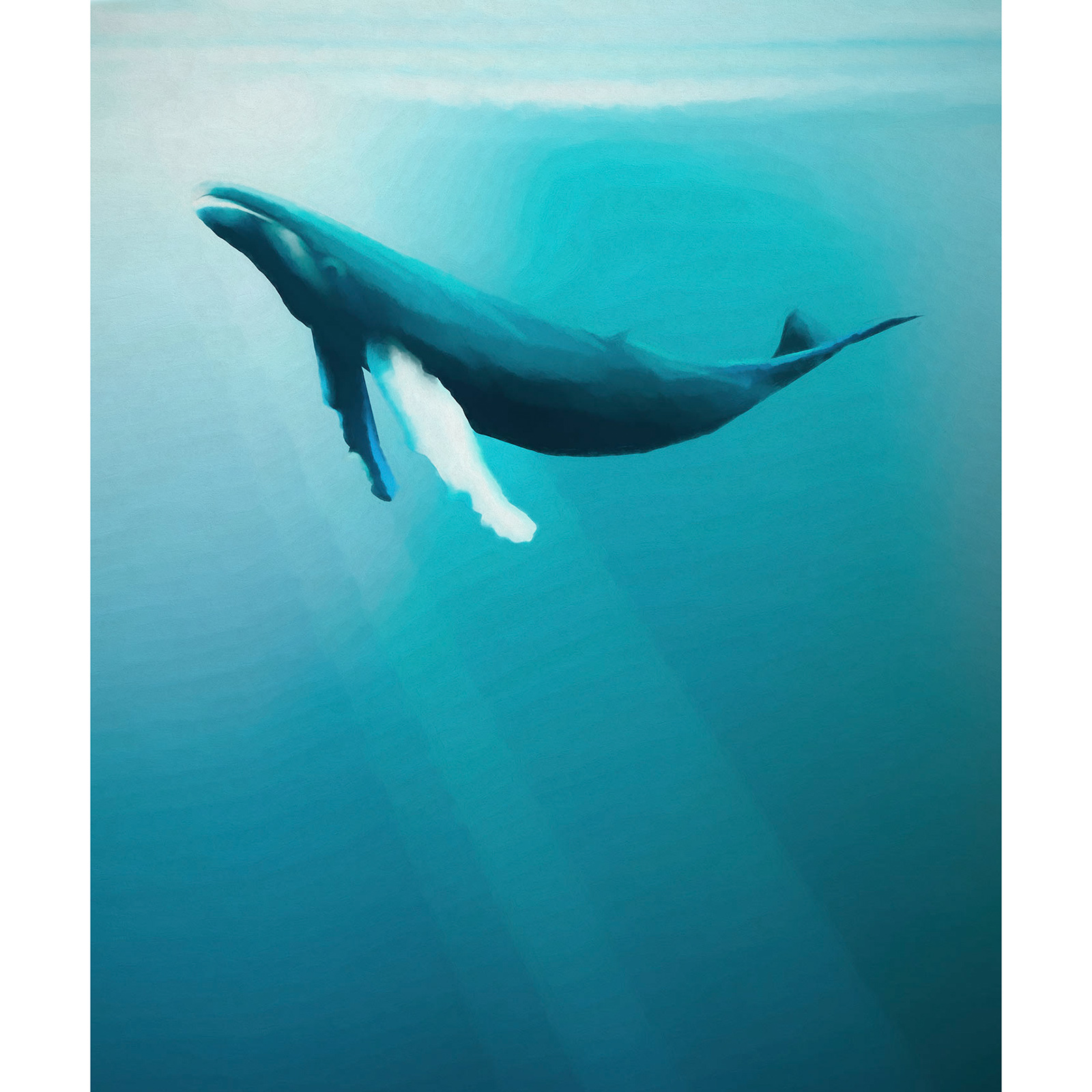 Vlies Fototapete ARTSY HUMPBACK WHALE - blau-weiß - 200x280 cm