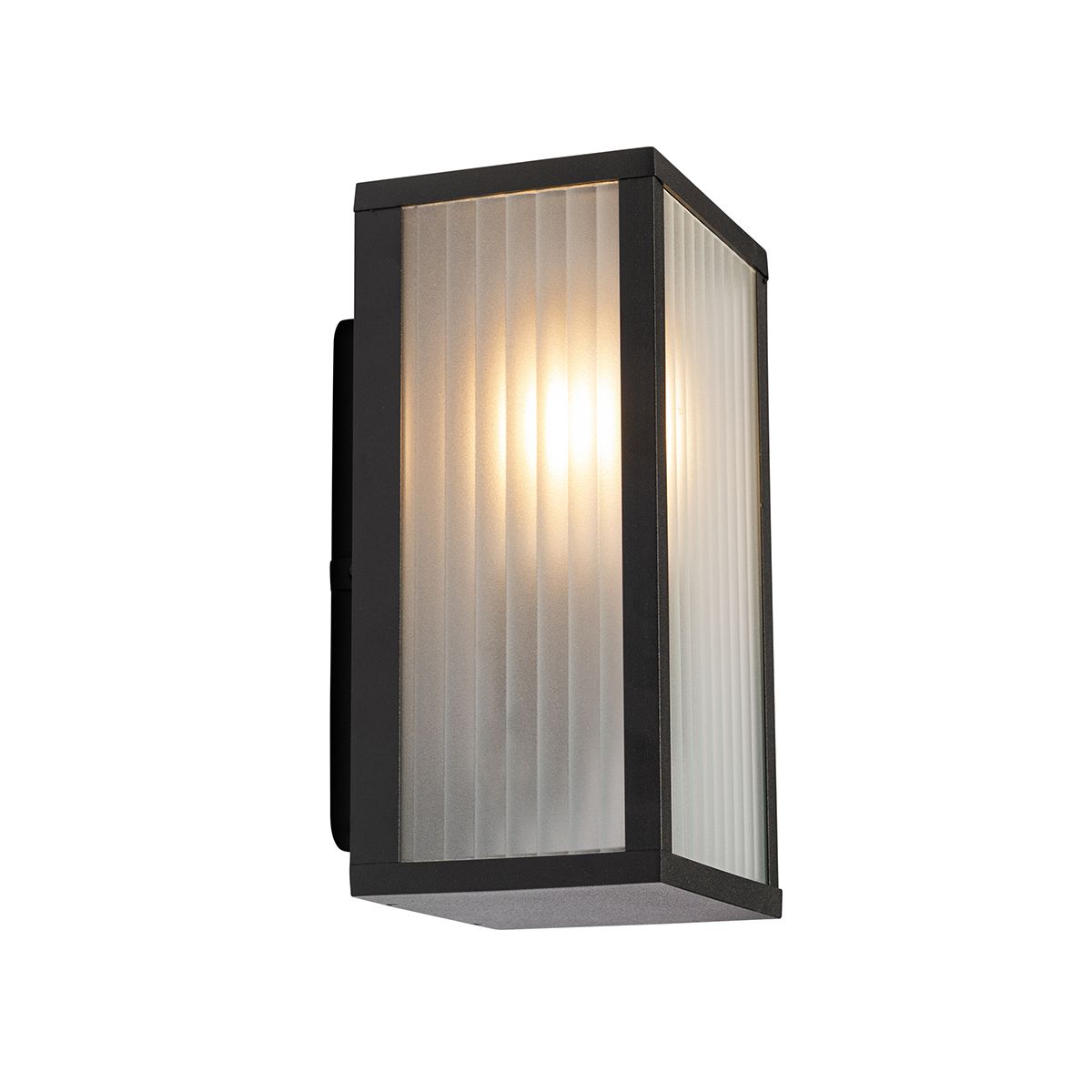 Buiten wandlamp zwart met ribbel glas IP44 - Charlois