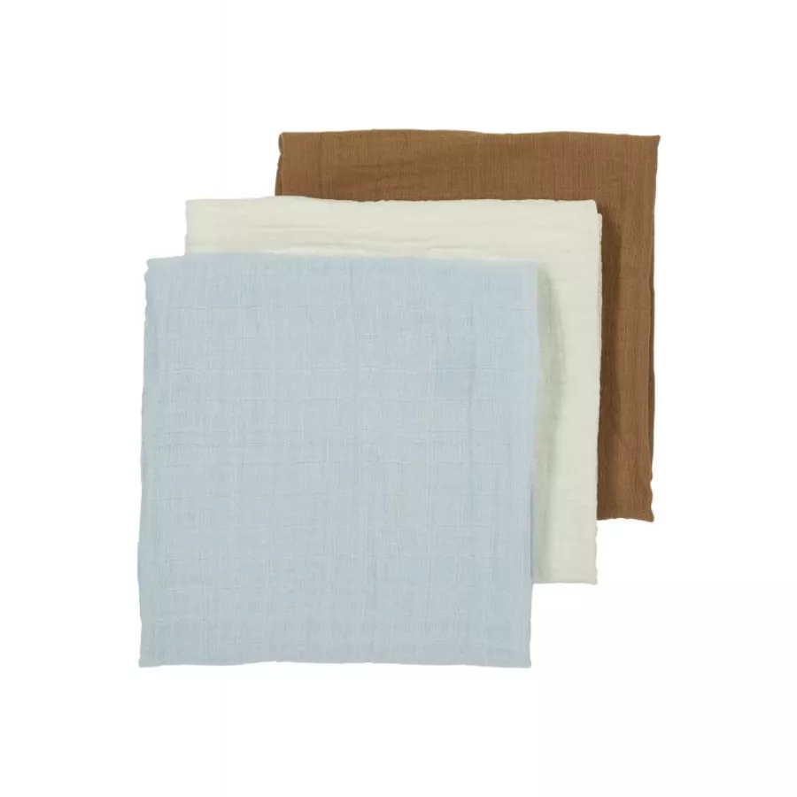 MEYCO Mullwindeln 3er-Pack Uni OffwhiteLight BlueToffee