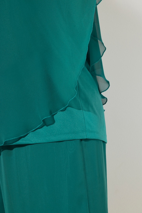 Chiffonbluse, doppellagig, V-Ausschnitt, Halbarm
