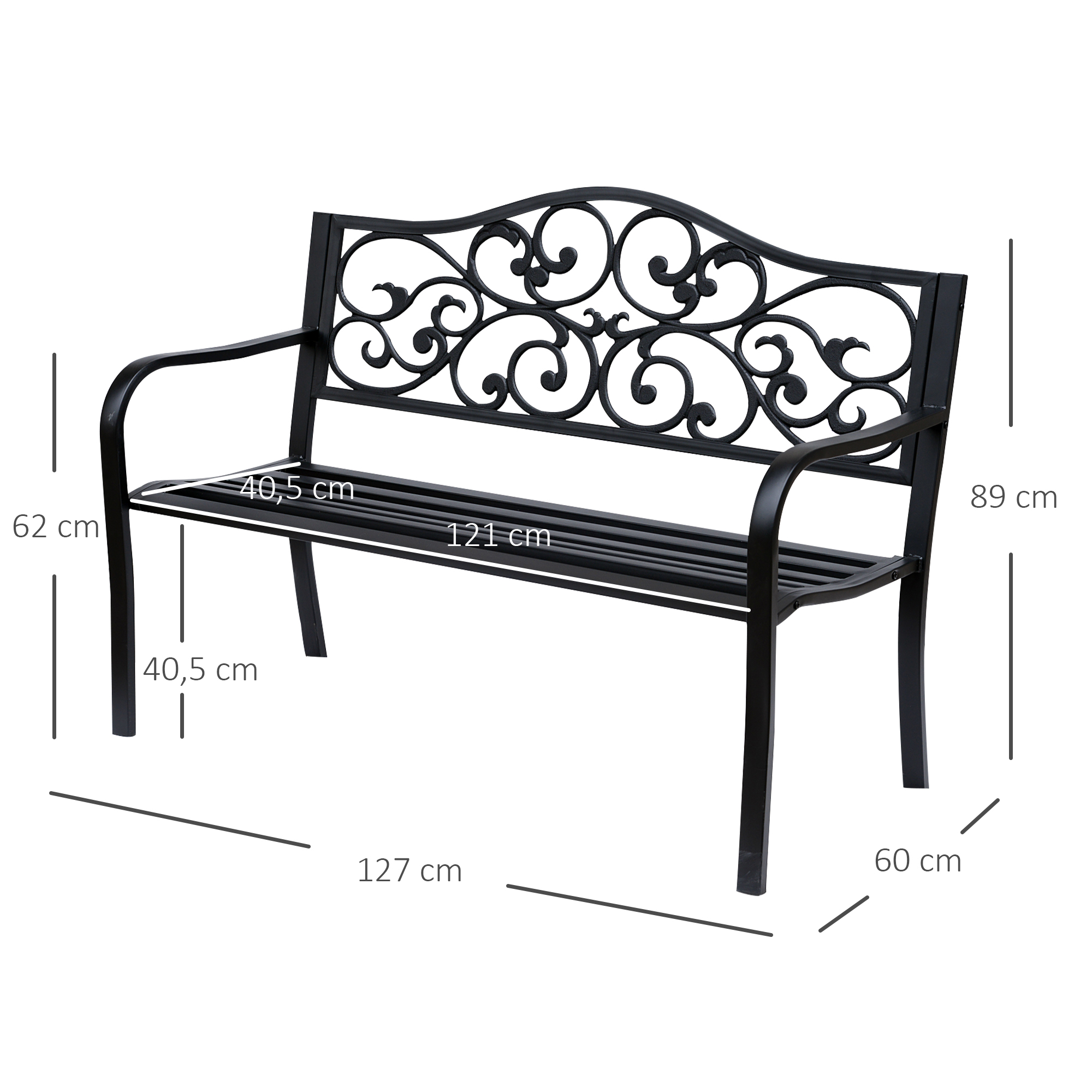 Banco de jardim preto Outsunny