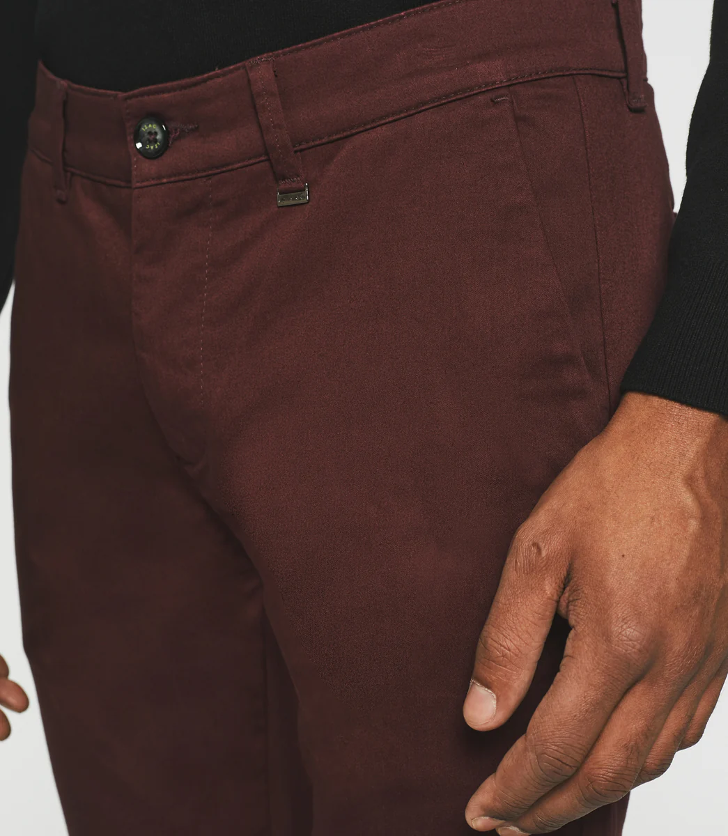Pantalon chino slim bordeaux VANAMA