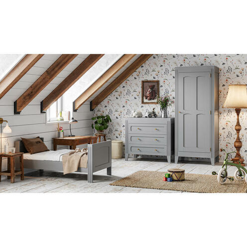 Chambre TRIO Lit 70x140 Commode Armoire MILENNE by Vox Gris clair - VOX