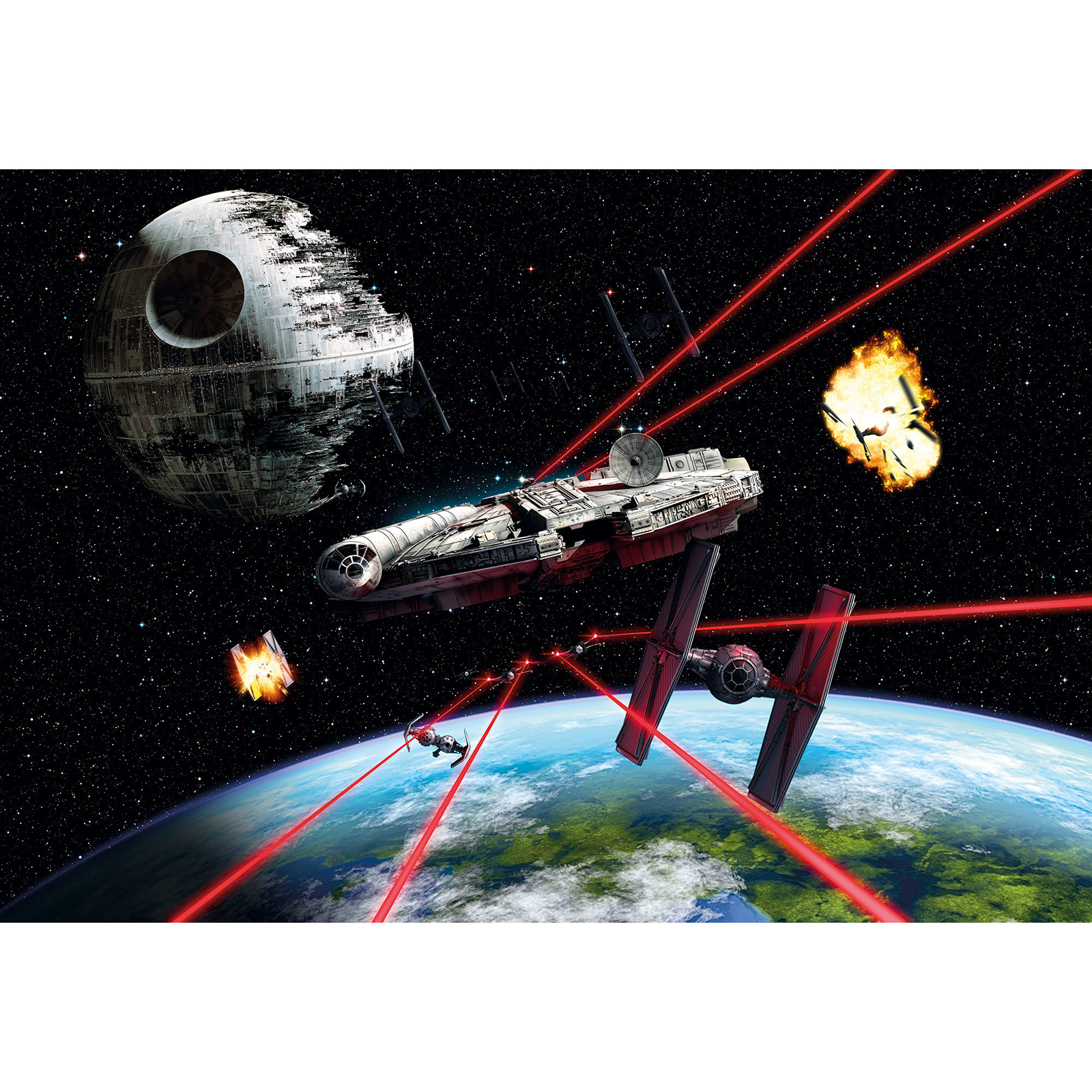 Papier-Fototapete STAR WARS MILLENNIUM FALCON - schwarz-rot - 368x254 cm