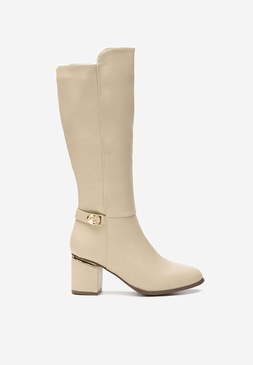 Bottes élégantes femme à talon beige Mirra