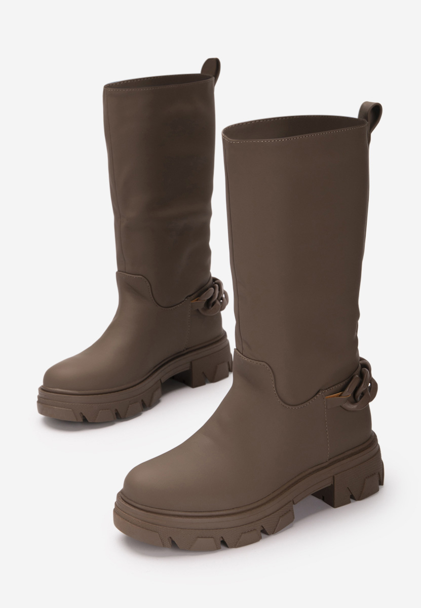 Bottes plates femme kaki Moniva