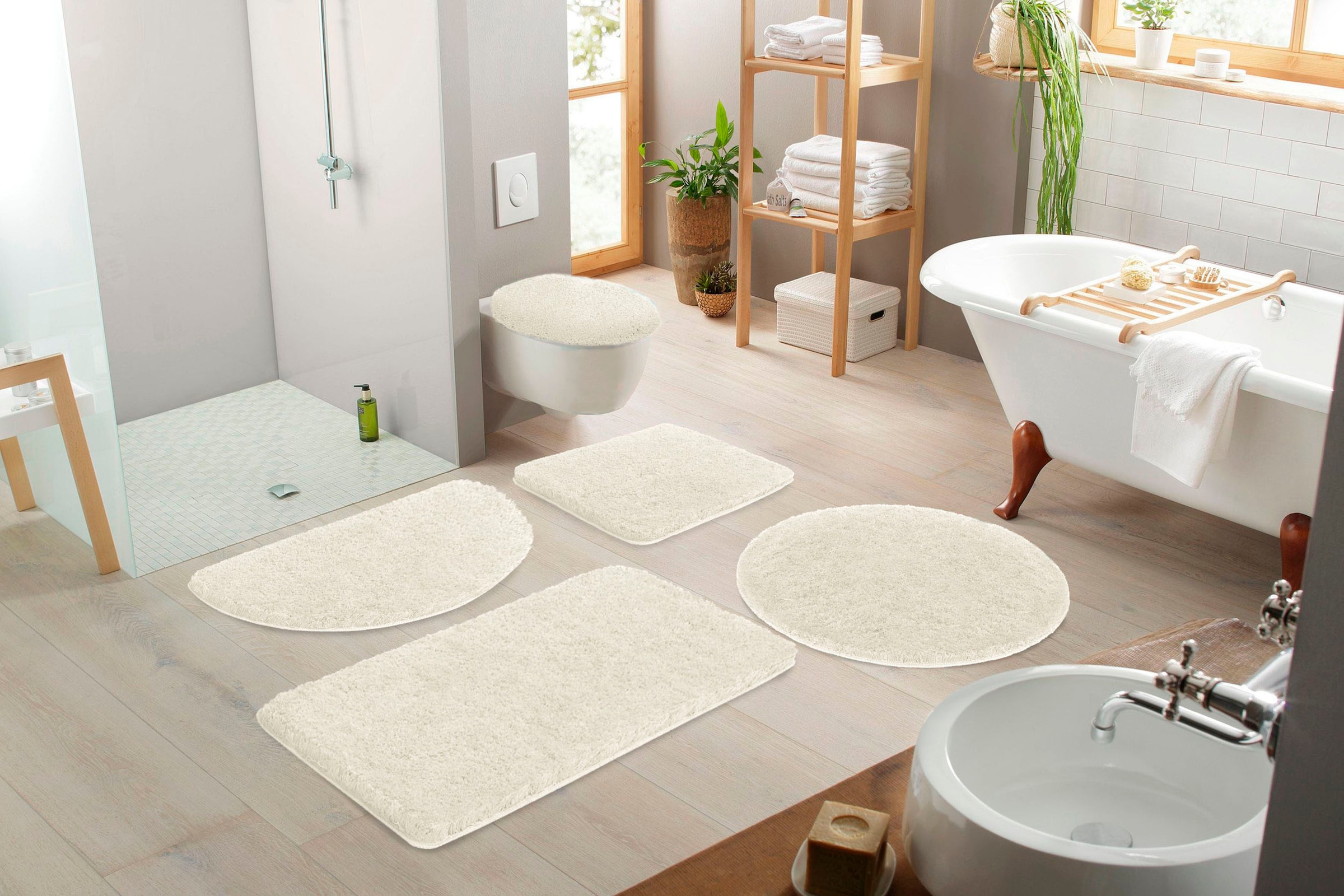 my home Badematte »Porto, sehr feiner Flor, weich« Höhe 30 mm rutschhemmend beschichtet fussbodenheizungsgeeignet | schnell trocknend | strapazierfähig Badteppich, waschbar, Badematten auch als 3 teiliges Set erhältlich