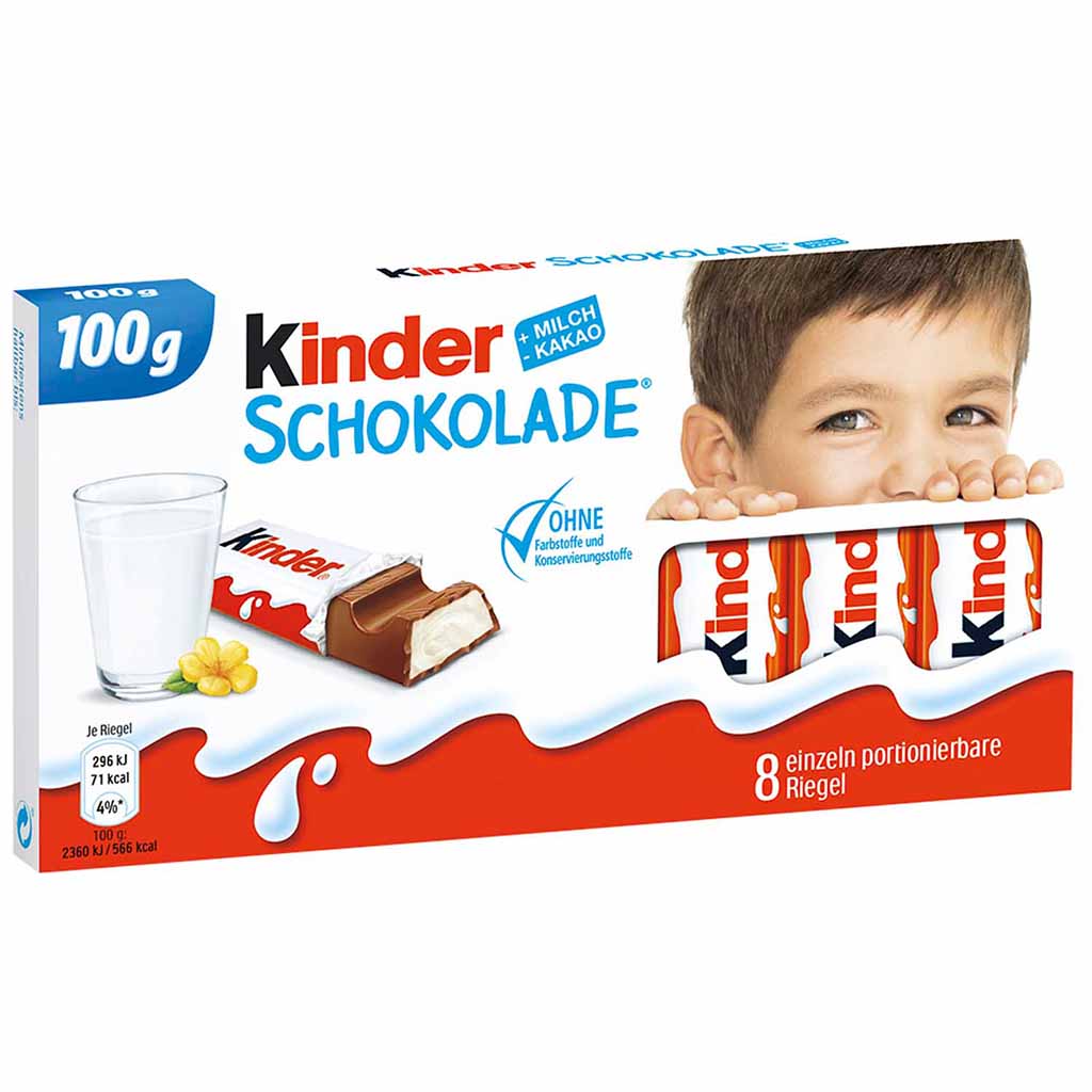 Kinder Schokolade mit je 8 Riegel 10x 100g=1000g MHD:8.5.25