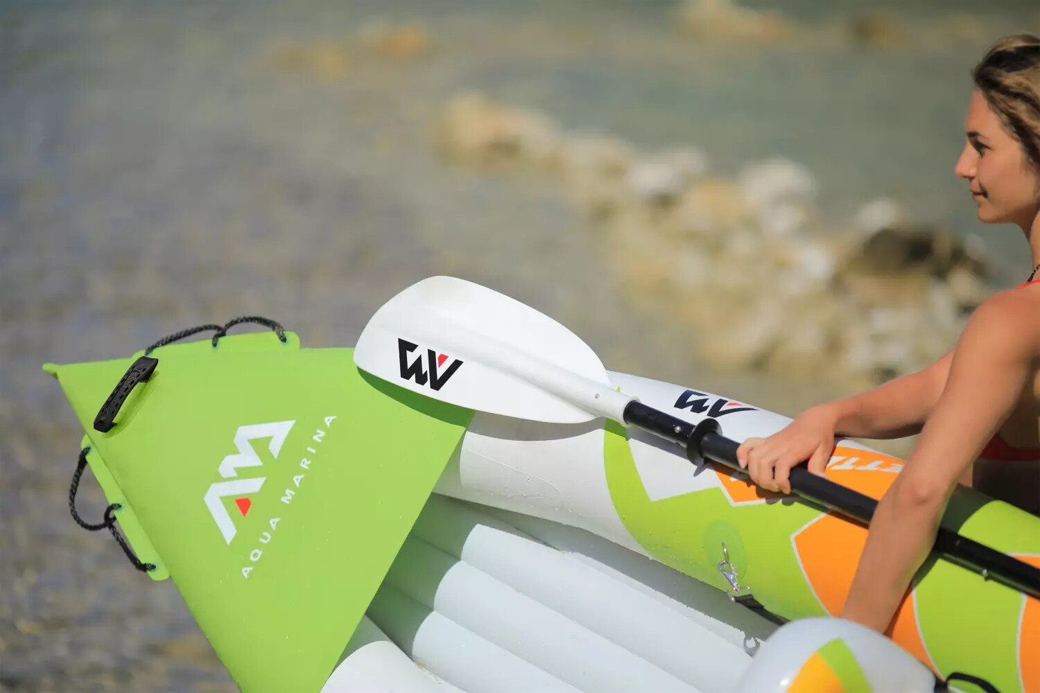 Aqua Marina Kajak mit Luftsitz verstellbarer Lehne Transporttasche Reparaturset und Handpumpe strapazierfähig - versch. Ausführungen