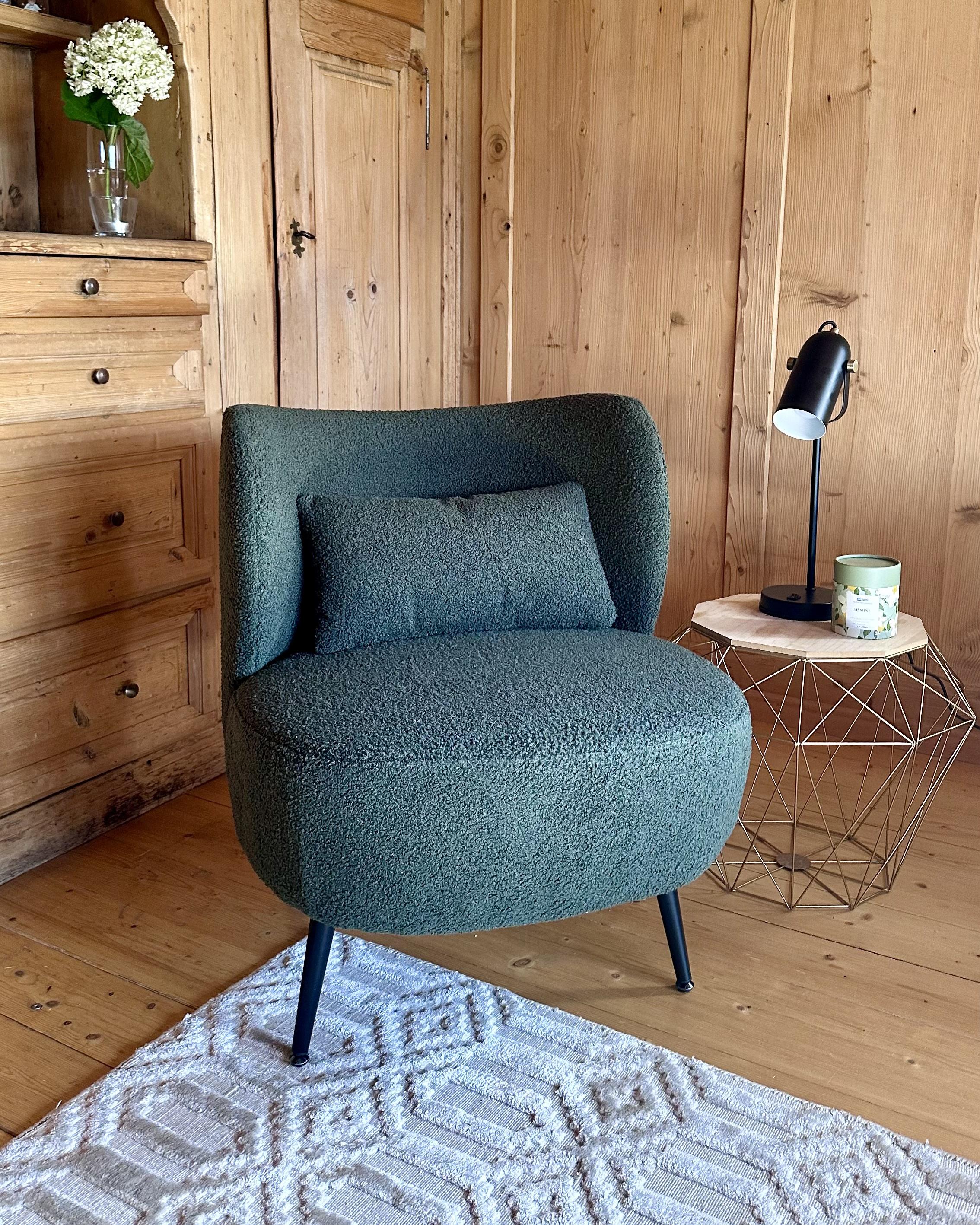 Fauteuil OTSBY Bouclé Donkergroen