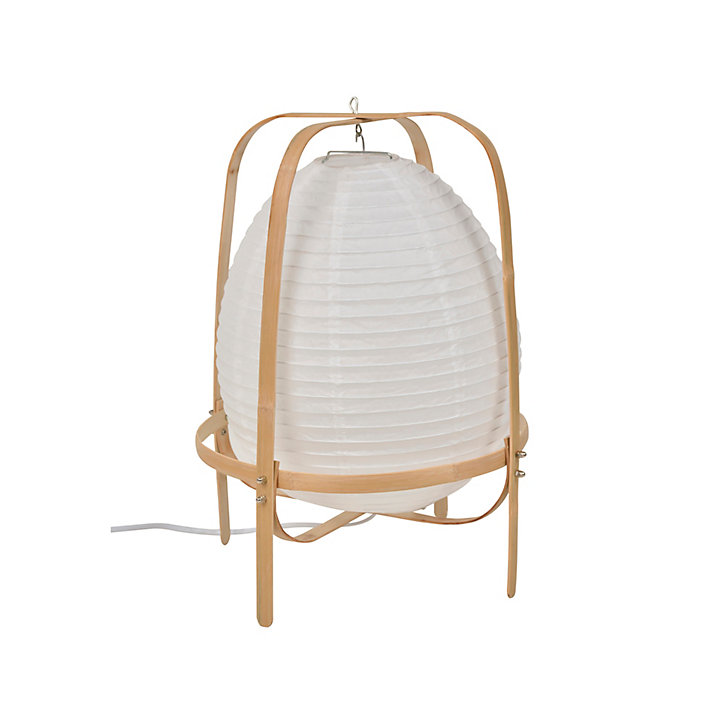 Lampe à poser Akemi IP20 E27 40W H.40 x Ø30 cm papier japonais, bambou, blanc Corep
