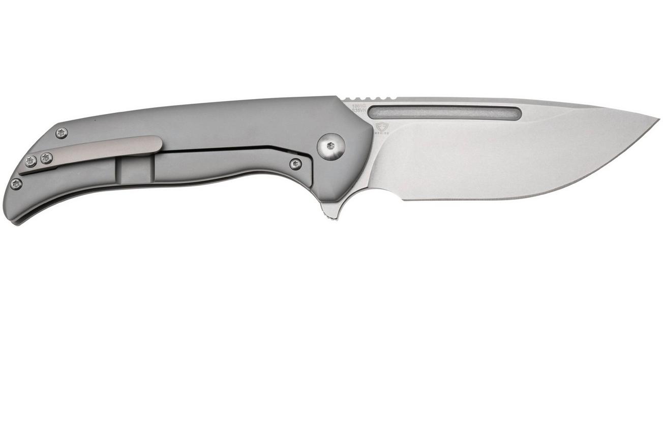 Artisan Cutlery Trux 1861G-GY, Stonewashed S35VN, Gray Titanium zakmes, Ferrum Forge design