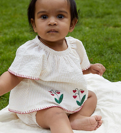 Copenhagen Colors Shorts Set - Dusty Rose W. Cream Stripe W. Ber