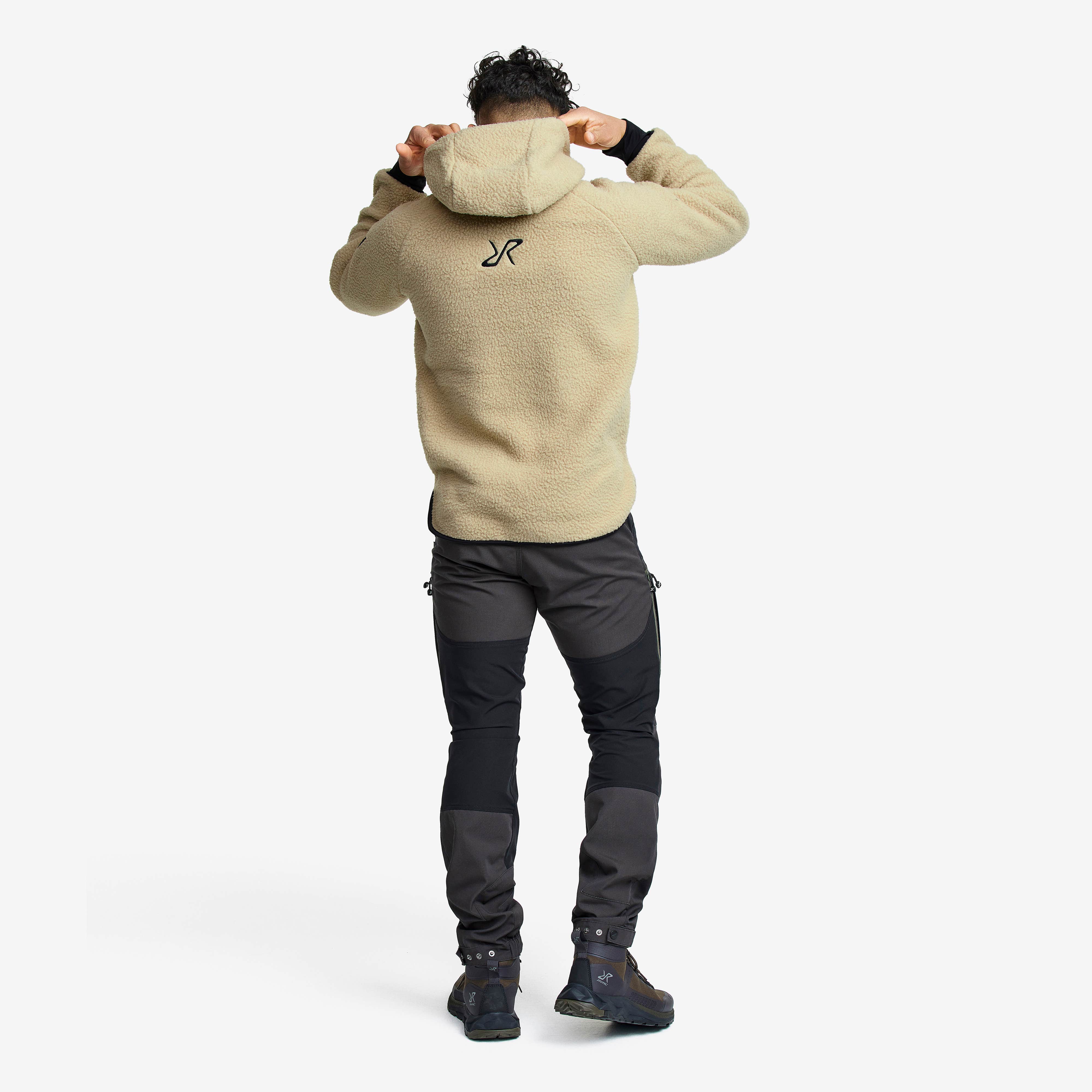 Sherpa Hoodie Herre Beige Khaki