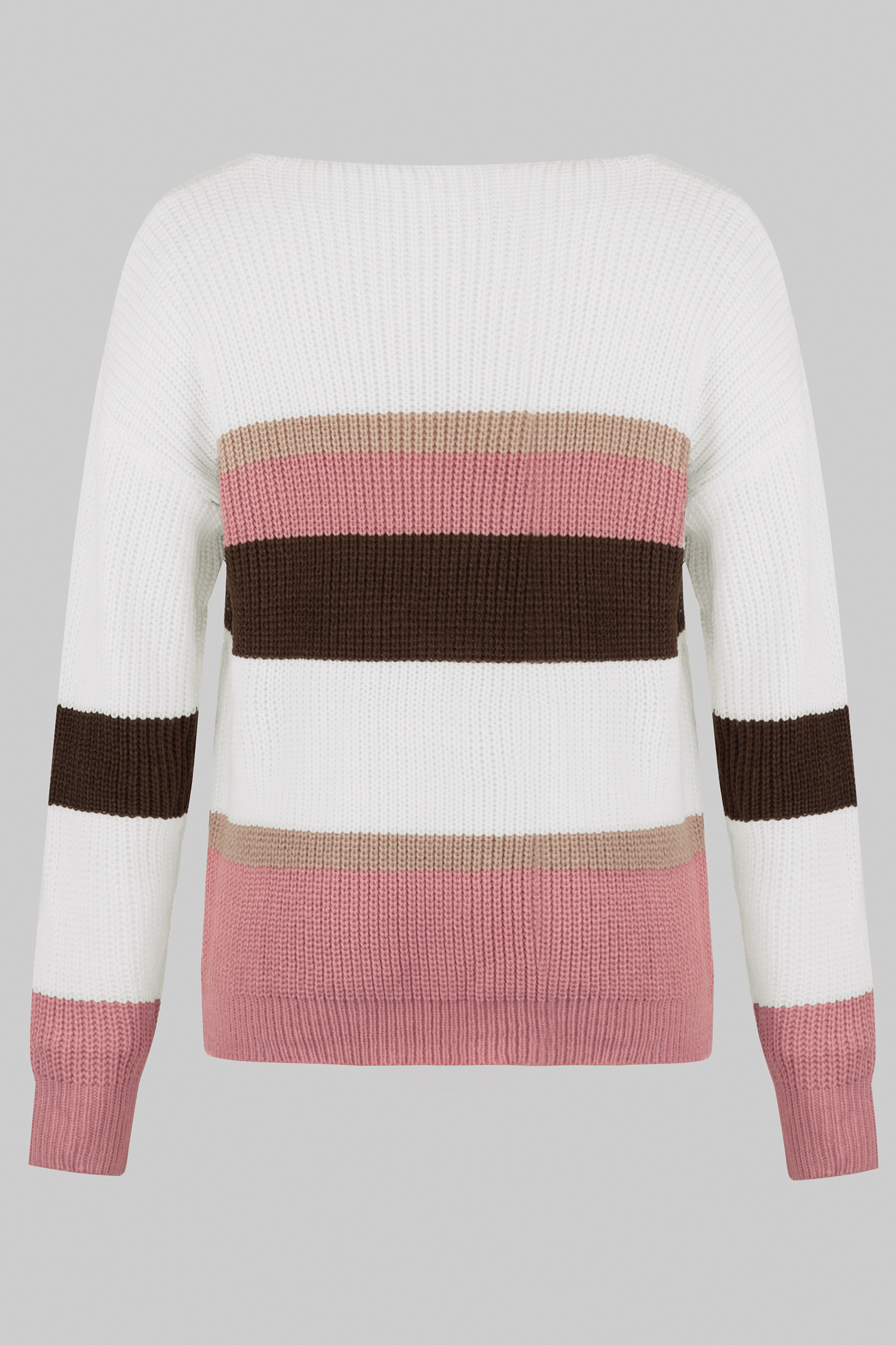Pull à col en V et rayures avec manches tombantes blanc