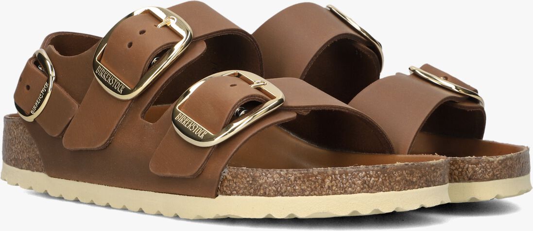 cognac birkenstock sandalen milano big buckle