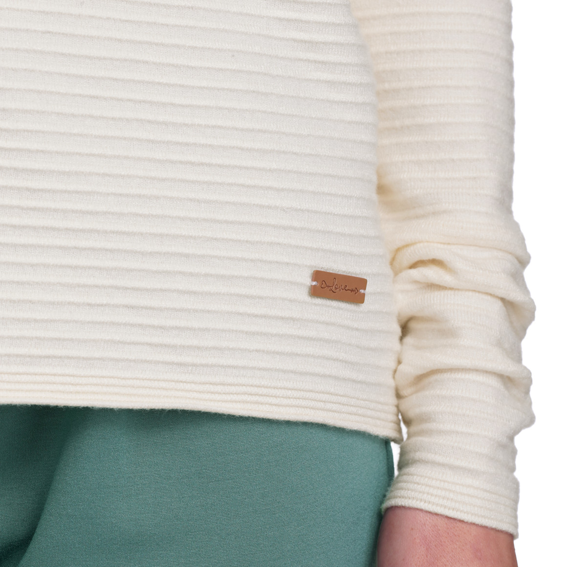 Gina Damen Strickhoodie gerippt cremeweiss