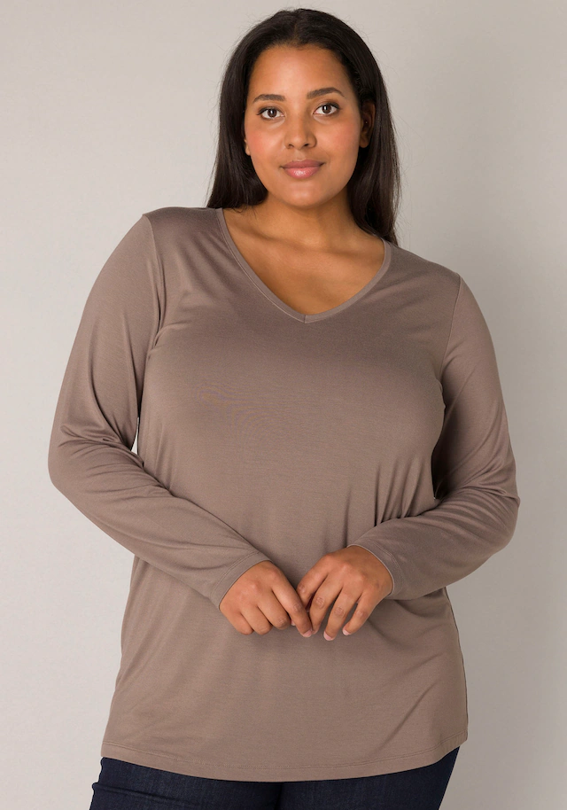 Base Level Curvy Langarmshirt , mit V-Ausschnitt