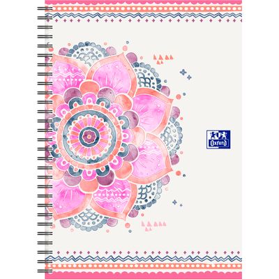 Oxford Boho Chic - Cahier spiralé B5 (19 x 25 cm) - 120 pages - petits carreaux ( 5x5 cm)
