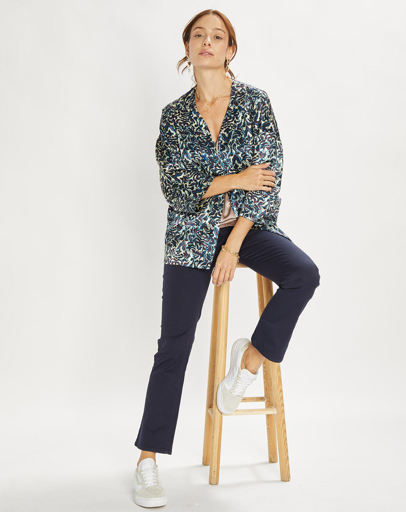 Lauren Vidal Veste Lou imprimée bleue