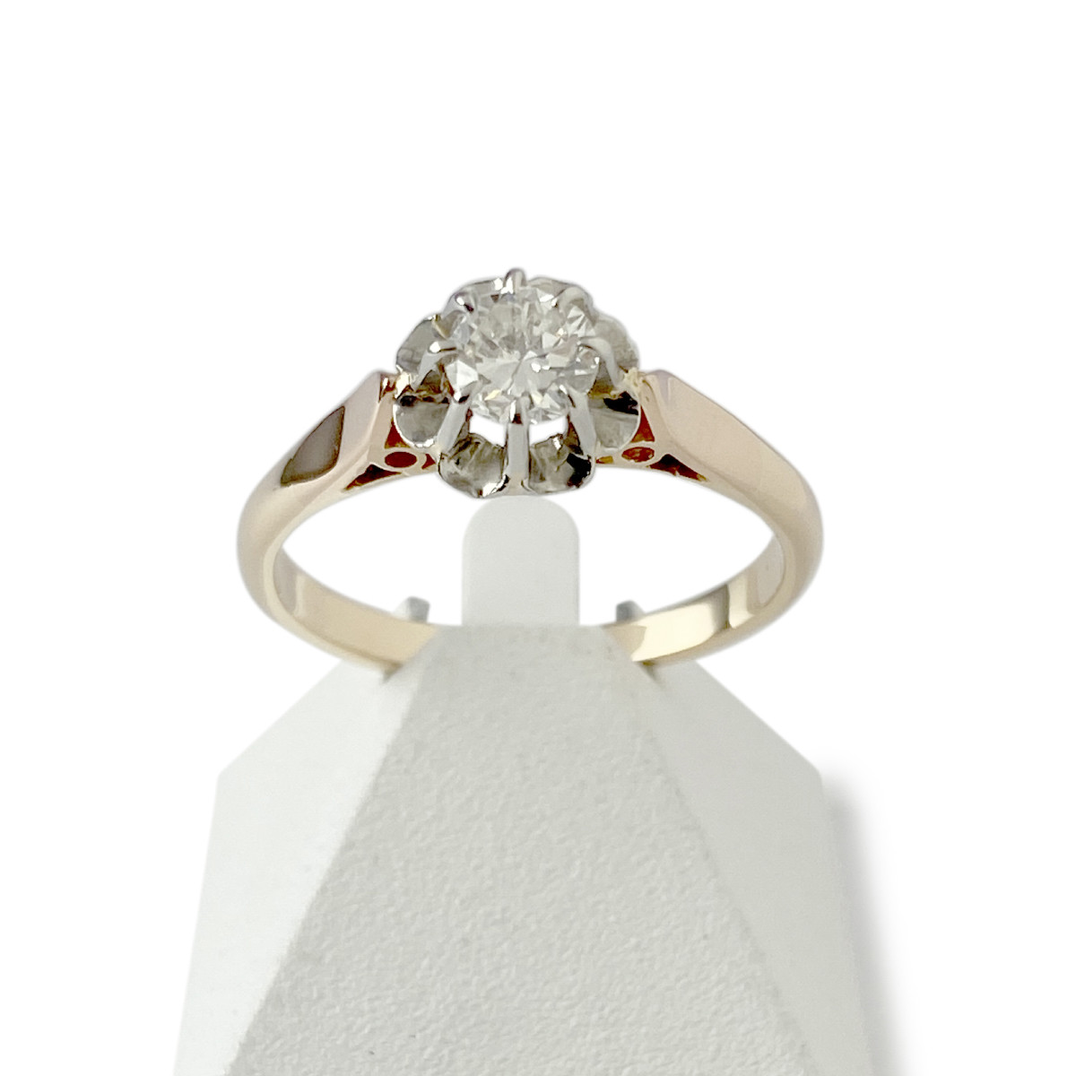 Bague solitaire d'occasion 2 ors 750 diamant 0.40 carat