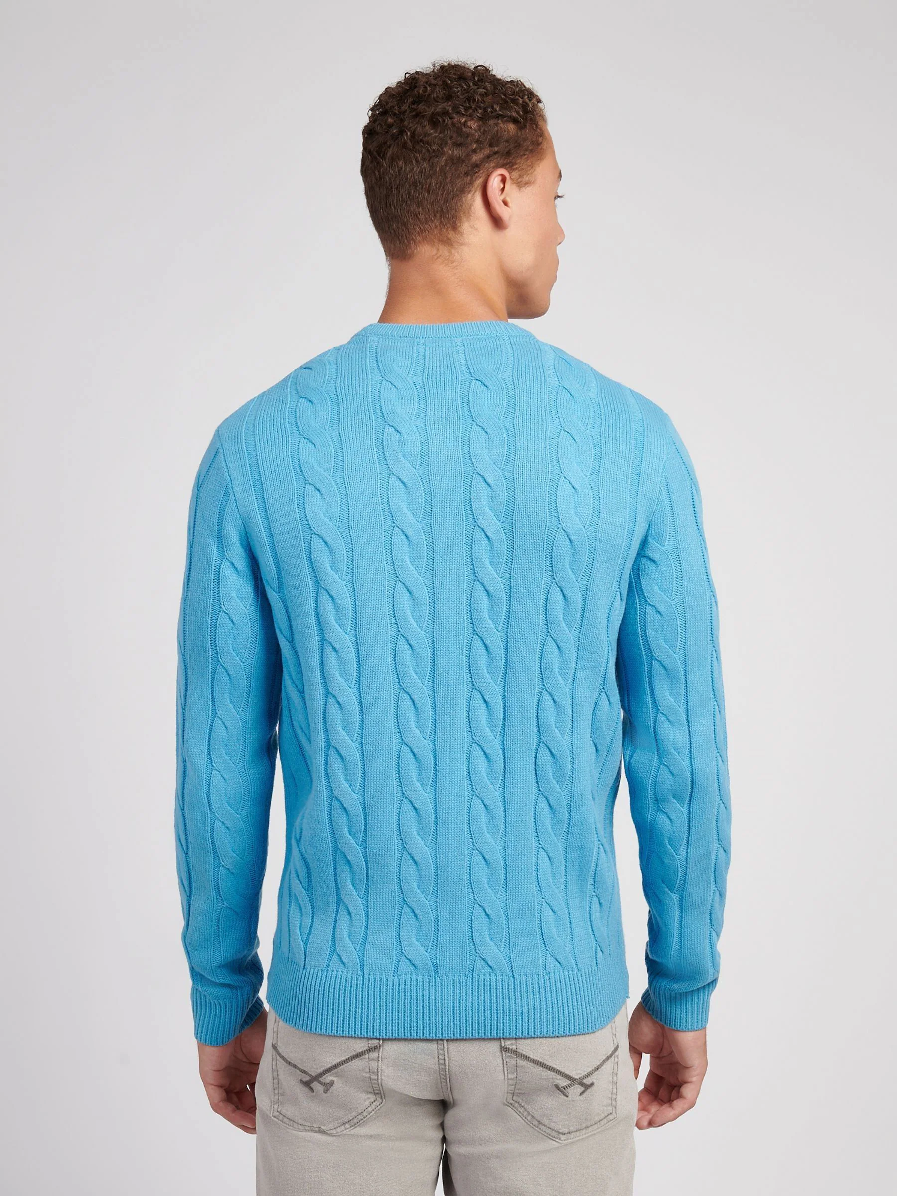 Donkerblauw - U.S. Polo Assn. Mens Cable Knit Crew Jumper