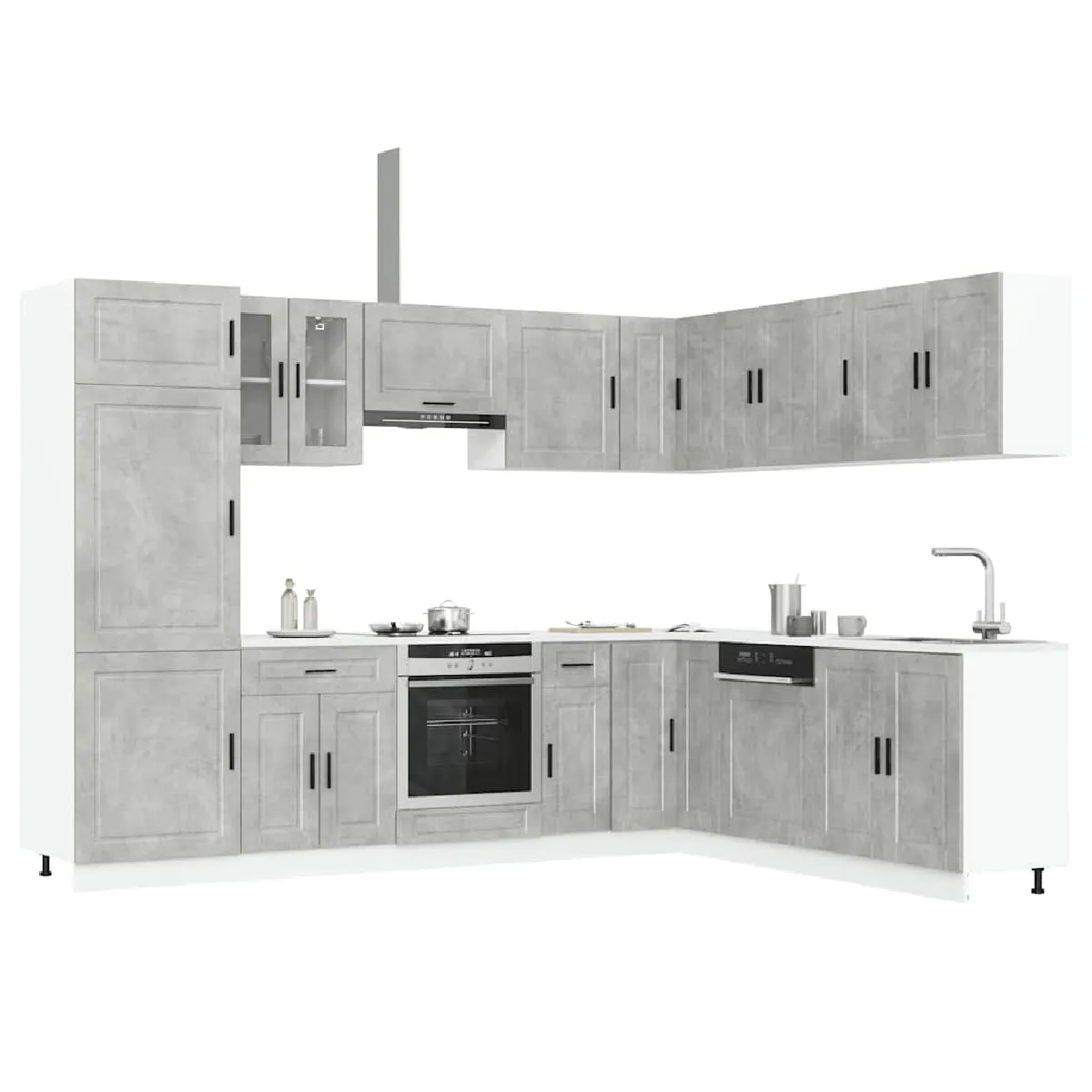 vidaXL Ensemble d'armoires de cuisine Porto gris