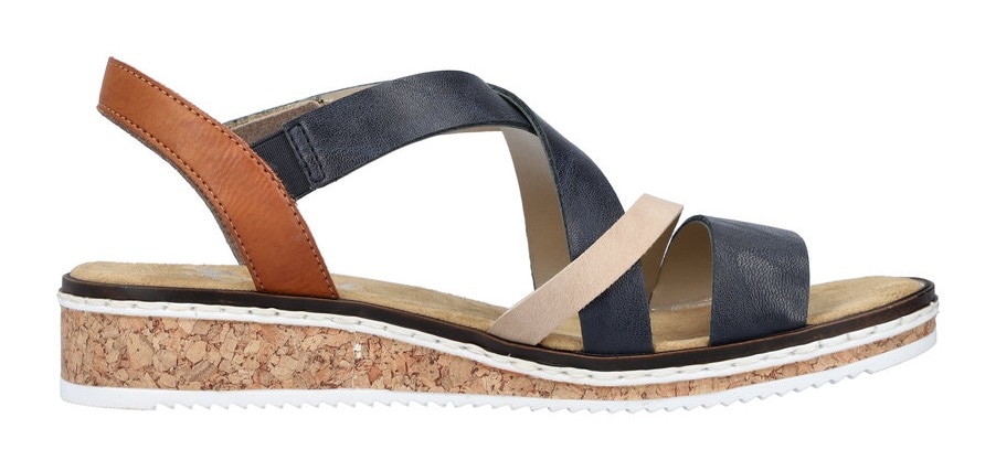 Rieker Riemchensandale  , Sommerschuh, Sandalette, Keilabsatz, mit Klettriemchen