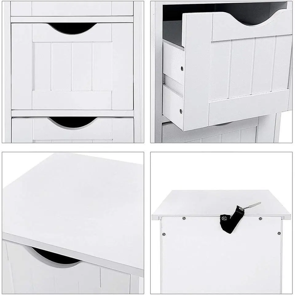 Parya Home - Smalle Ladekast met 4 Lades - Hout - Wit