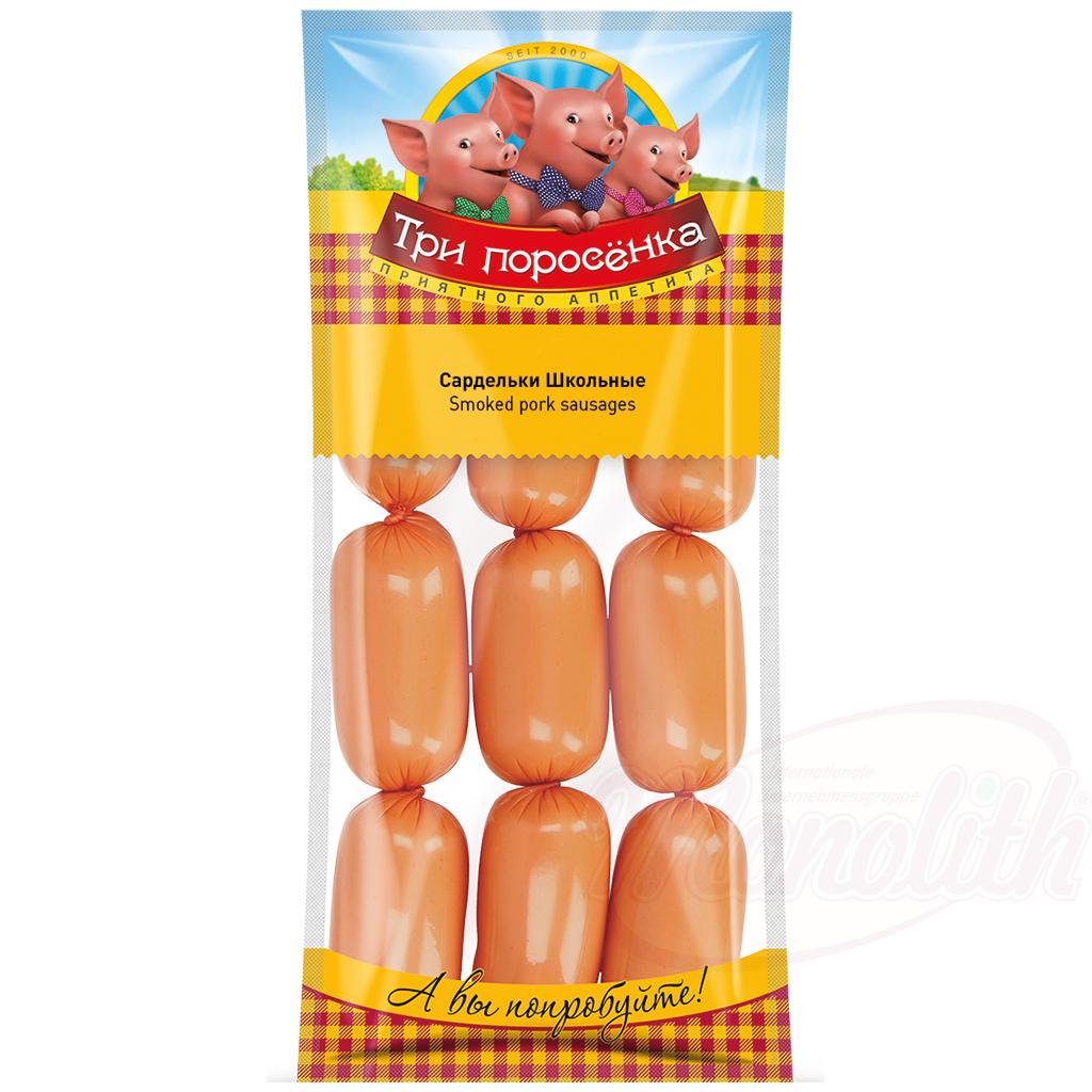 SALSICHAS PORCO TRI POROSENKA SARDELKI SHKOLNIE 400G