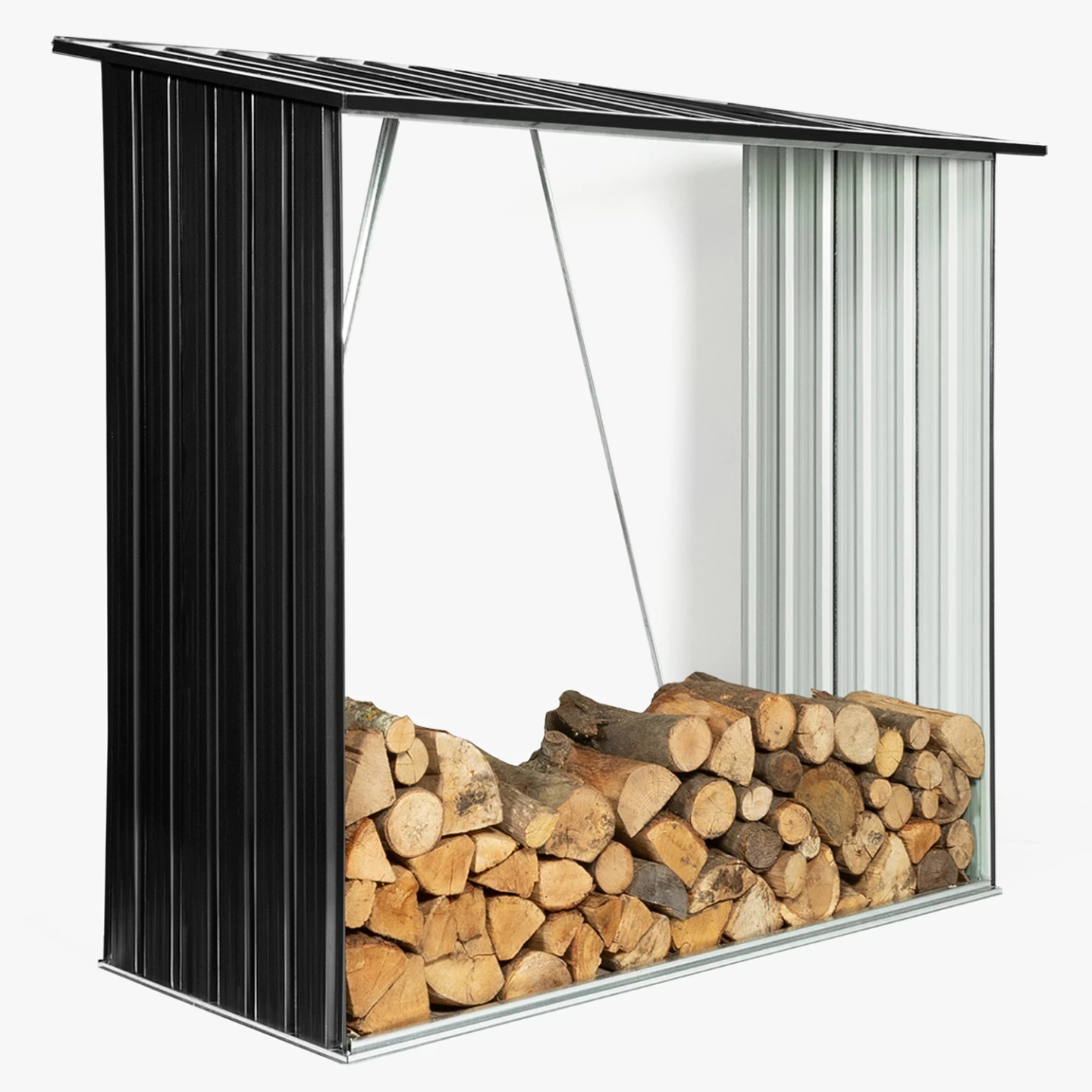 Abri de stockage 2 m³  gris en acier galvanisé pour bûches