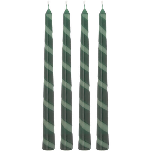 Blokker Dinerkaarsen - 4 stuks - 25 cm - Lichtgroen / Donkergroen