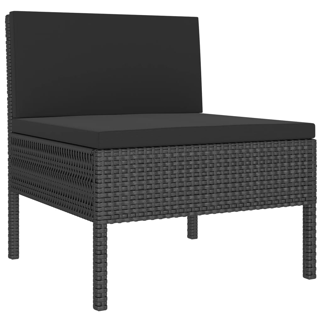 Salon de jardin meuble d'extérieur ensemble de mobilier 8 pièces avec coussins résine tressée noir