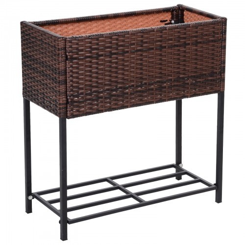 Vaso retangular Outsunny para varanda, marrom