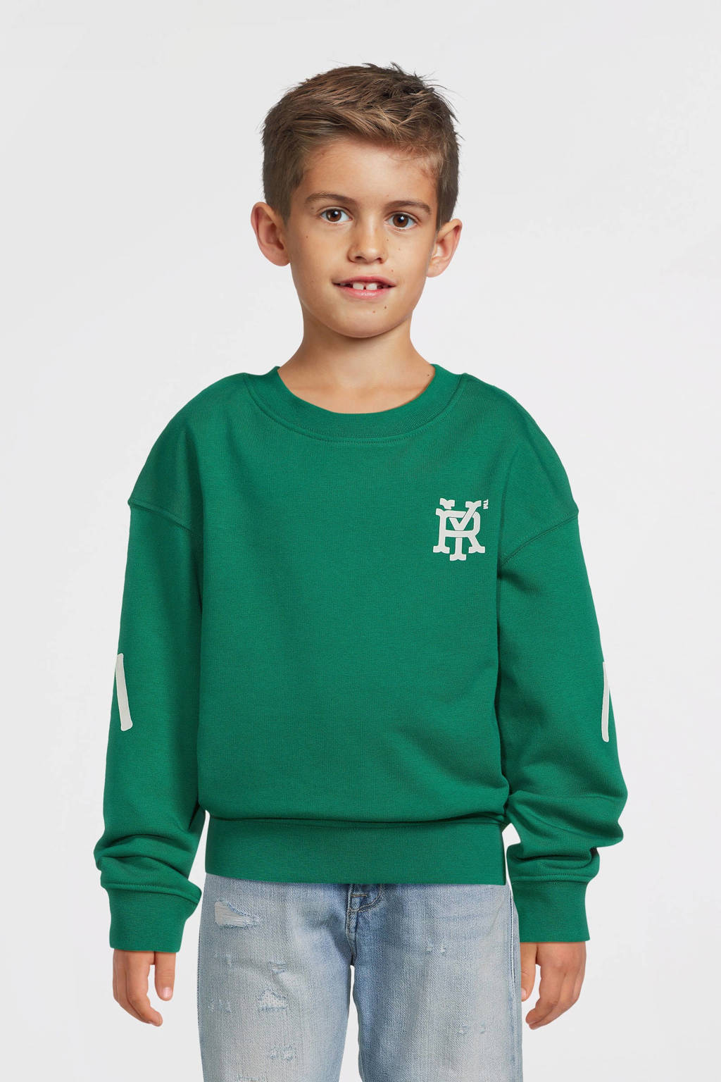 REPLAY trui met printopdruk groen