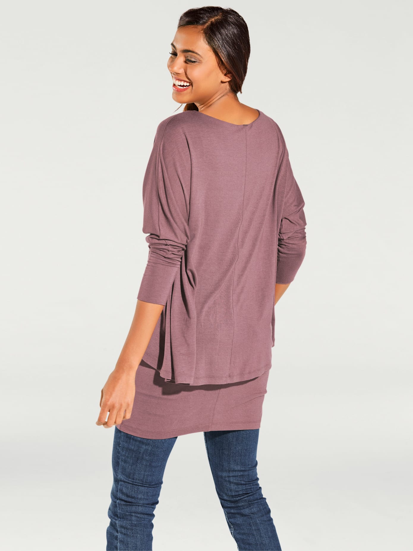 T-shirt à encolure ronde look décontracté tendance, manches chauve-souris