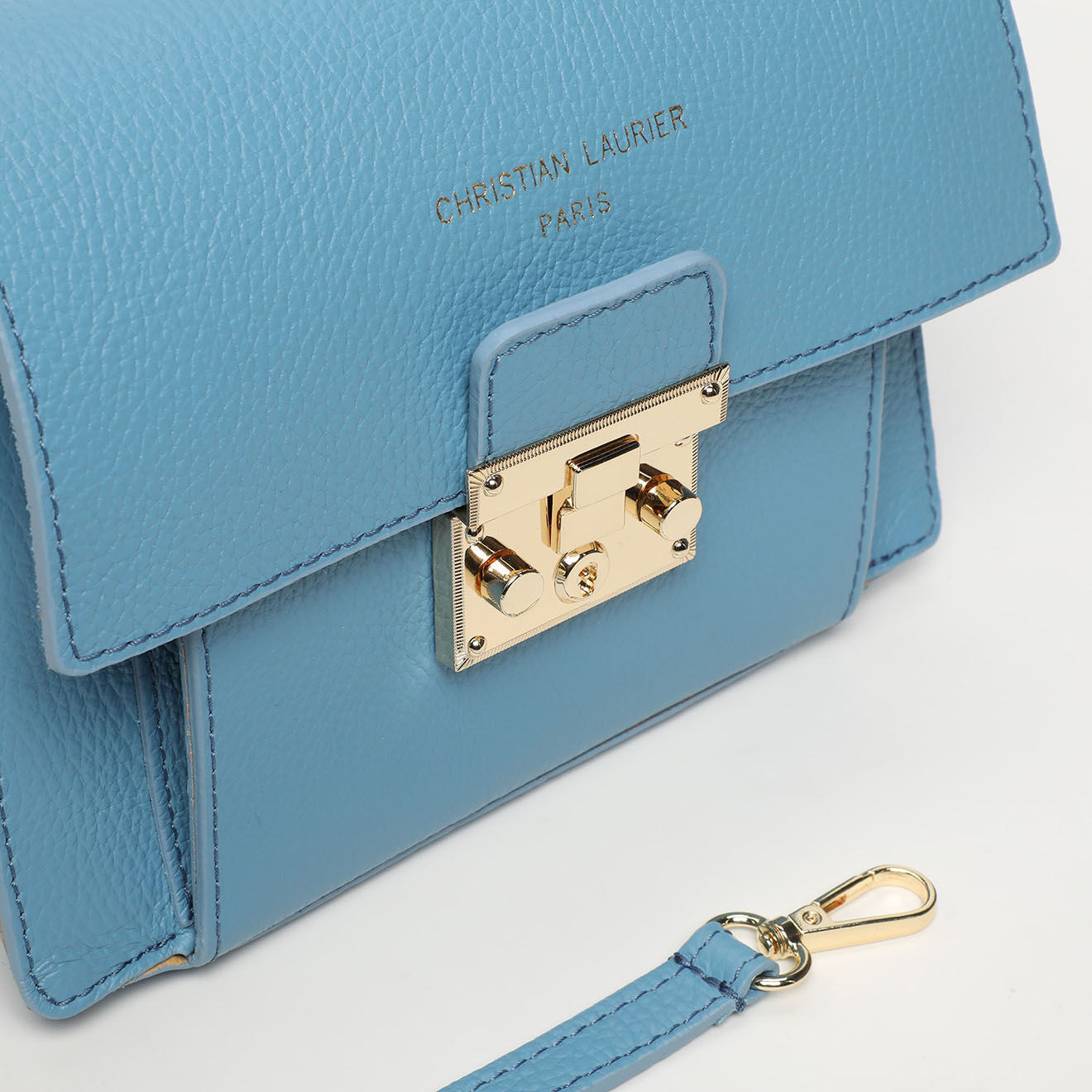 Christian Laurier Sac bandoulière en Cuir Adriana bleu ciel - 21.5x16x10 cm