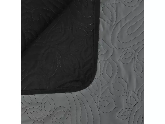 Couvre-lit à double face matelassé 230x260 Gris et noir