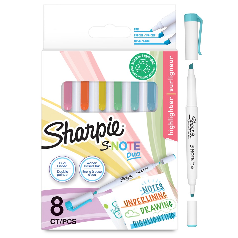 Sharpie - S-Note Duo overstregningstuscher (8 Stk)