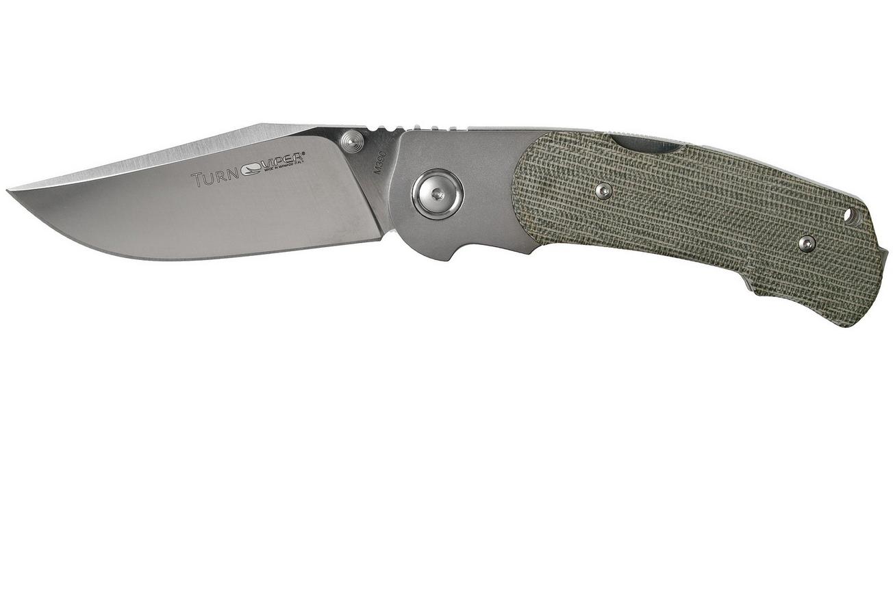 Viper Turn V5986CG Green Canvas Micarta zakmes, Fabrizio Silvestrelli design