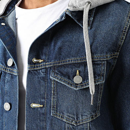 Veste Jean A Capuche Alvin Bleu Denim Gris Chiné