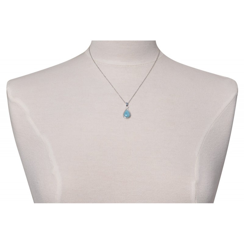 Collier Argent Goutte de Larimar