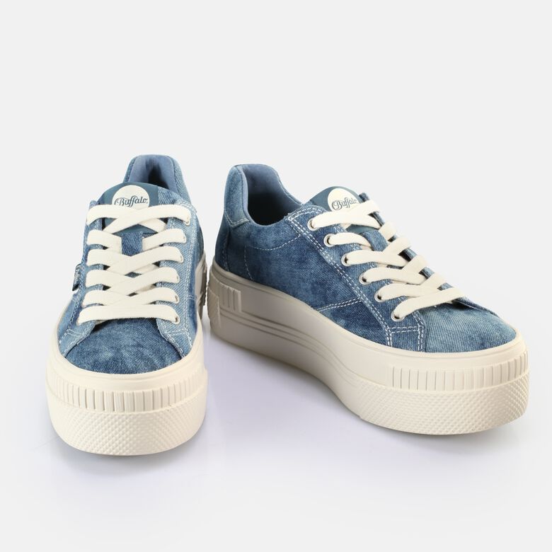 Paired Baskets basses véganes, bleu jean