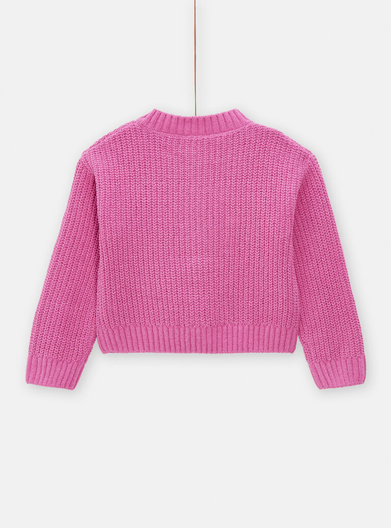 Cardigan en maille rose fuchsia pour fille