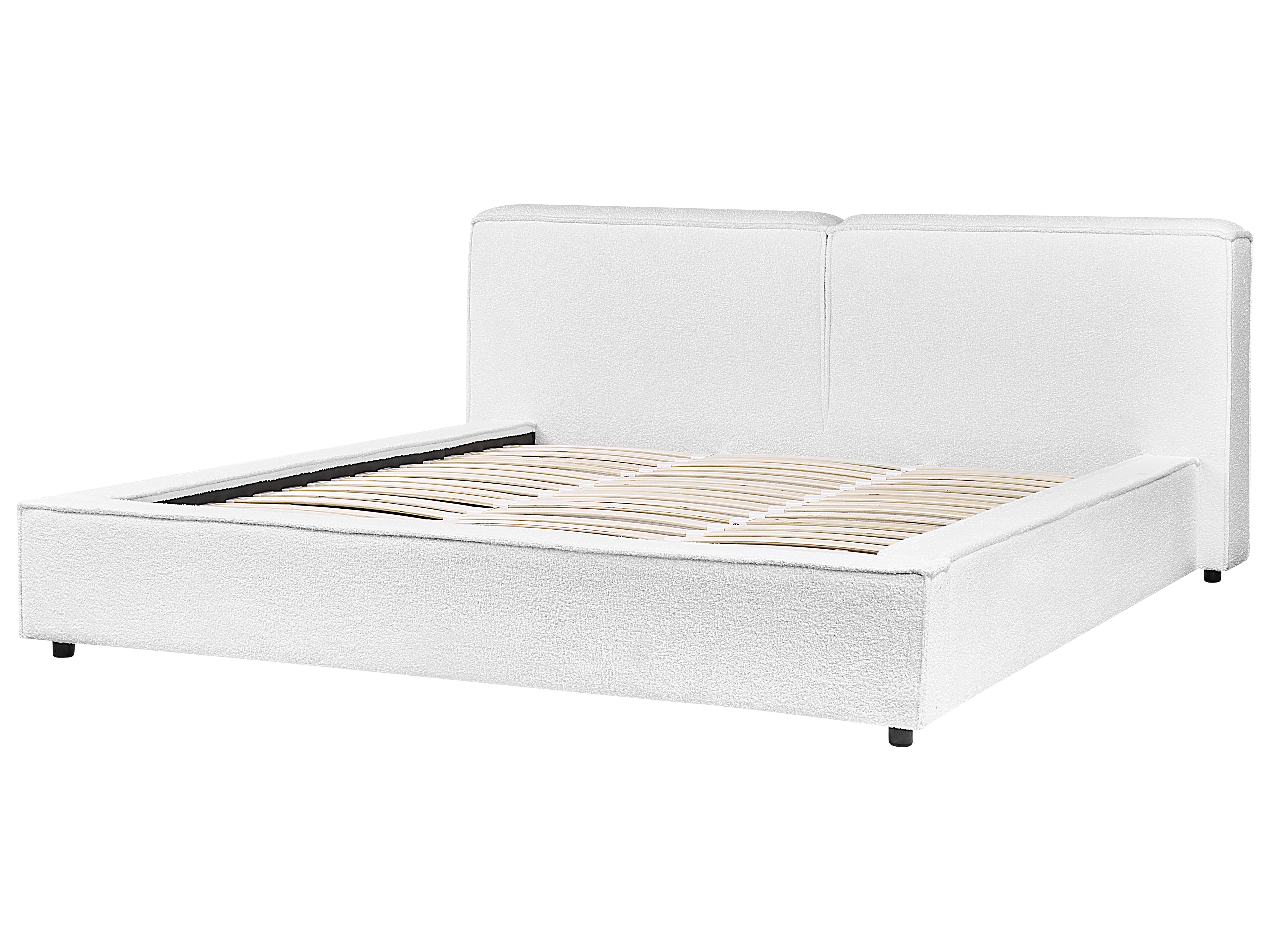 Bed Bouclé LINARDS 180 x 200 cm Wit