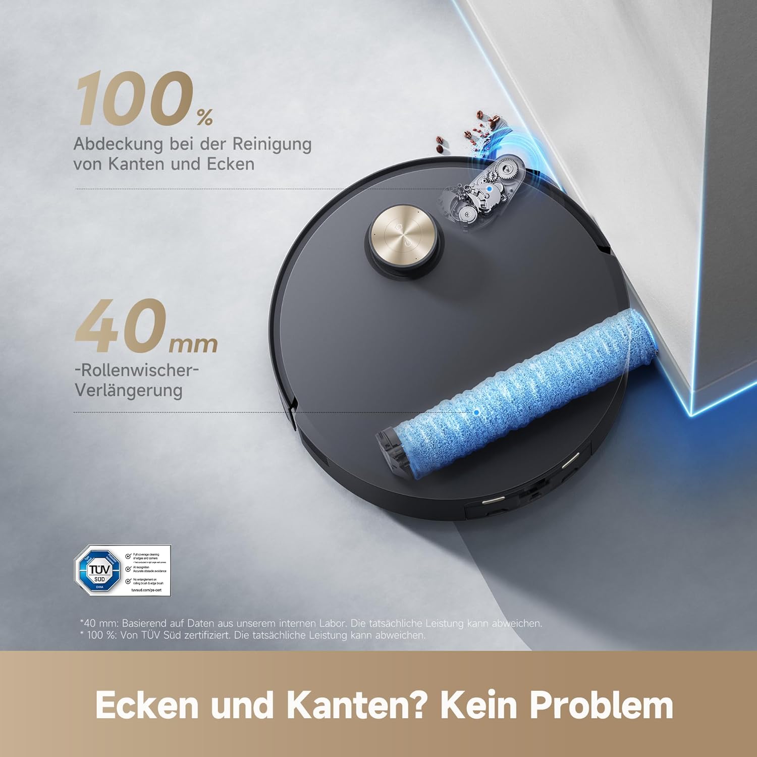 dreame Aqua10 Roller-Saugroboter mit AquaRoll-Wischer, Teppichschutz-Rollenabdeckung, 6 cm Hindernisüberwindung, automatischer Leerung, Selbstreinigung, Saugkraft von 30.000 Pa